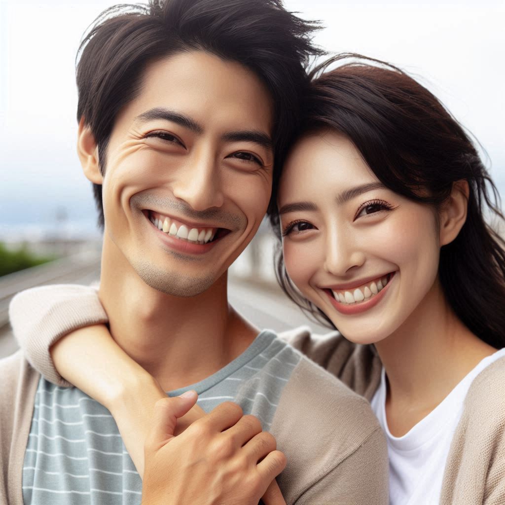 미소를 짓고 있는 부부