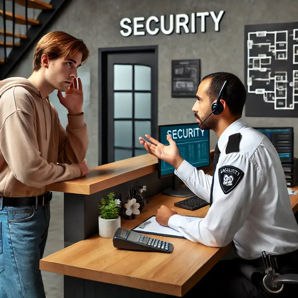 관리사무소에 문의하는 모습