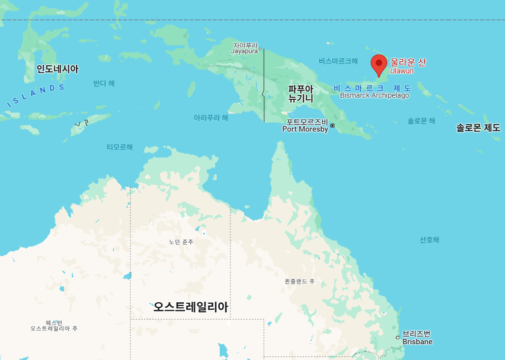 울라완 산의 위치를 알 수 있는 지도