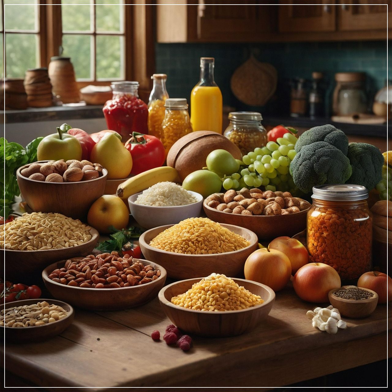 채소, 과일, 통곡물, 저지방 단백질 위주의 균형 잡힌 식단