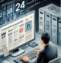 남자가 인터넷으로 증명서를 발급하는 모습