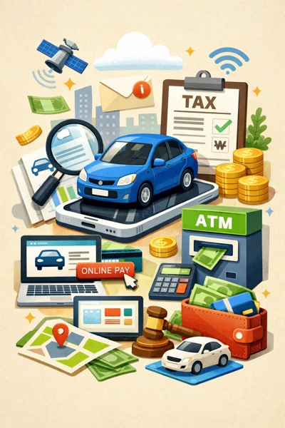 자동차세 납부 방법 캐릭터 그림