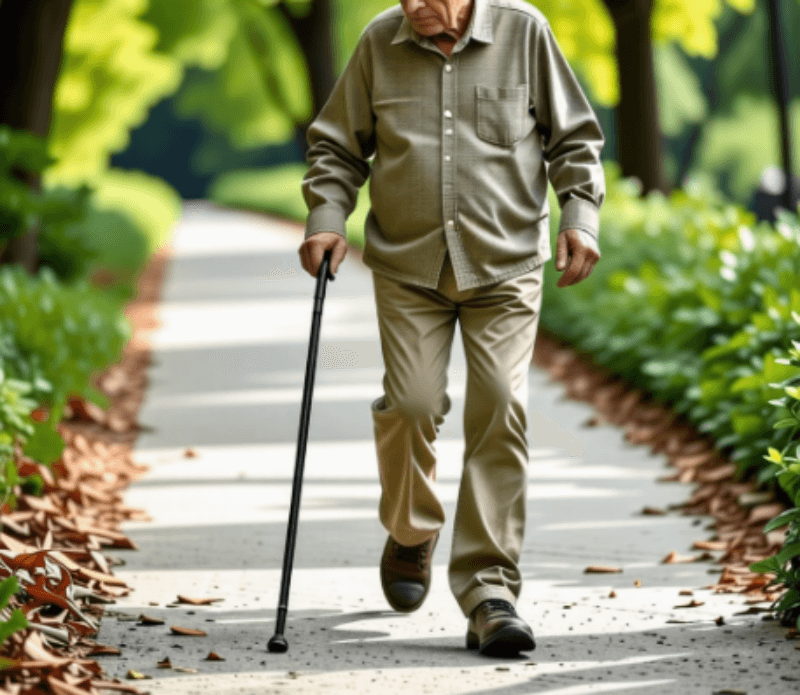 지팡이를 의지하여 걸어가는 사람 그림