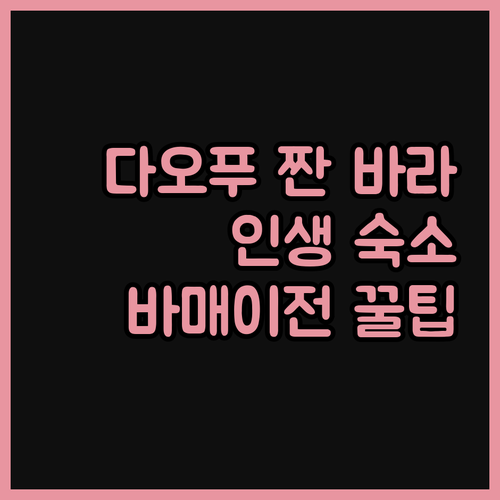 다오푸 짠 바라 호텔 강추! 바매이전