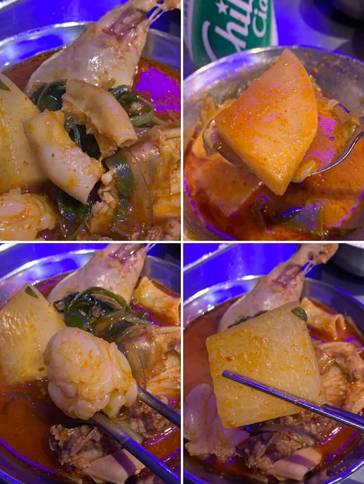 곱도리탕에 들어간 곱창,, 막창, 감자