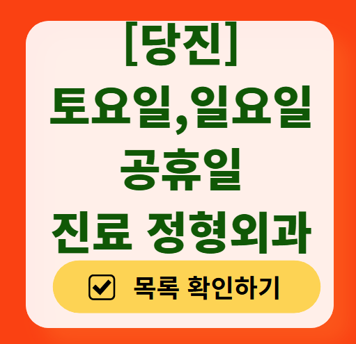 당진 일요일 문 여는 정형외과 목록 ❘ 토요일, 주말, 공휴일 진료 영업 병원 리스트