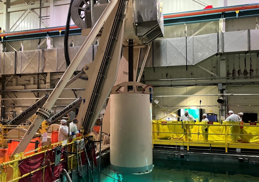 현대건설은 현재 미국 원전 해체 분야 전문 기업인 홀텍과 뉴욕주 인디안포인트(IPEC) 1∼3호기 해체 작업을 공동으로 수행하고 있다. 사진은 미국 인디안포인트 원전 해체 작업 모습.