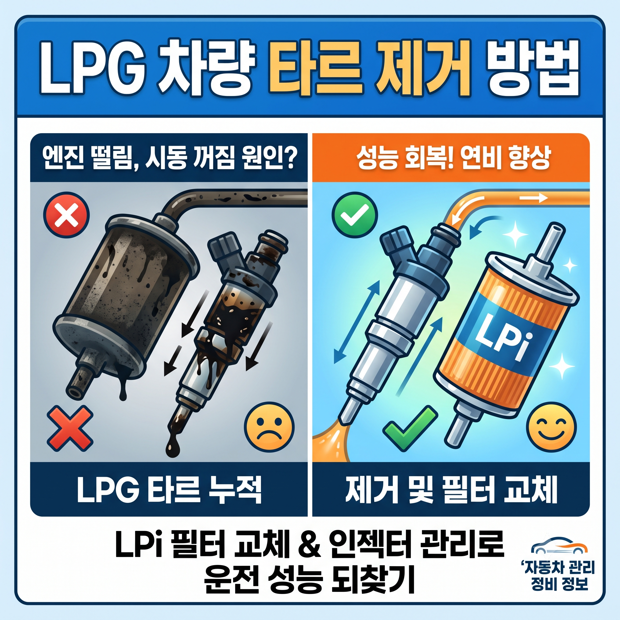 LPG 차량 타르 제거 방법 및 주기: 엔진 떨림과 시동 꺼짐 잡는 관리법