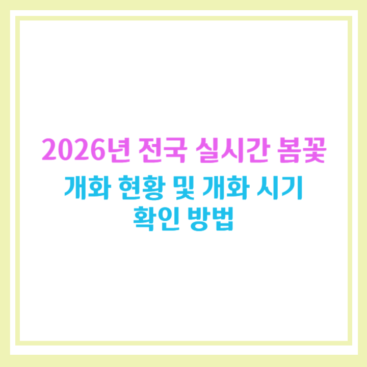 2026년 실시간 봄꽃 개화 현황