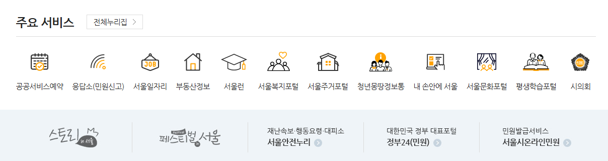 서울시 누리집 홈페이지 (www.seoul.go.kr)