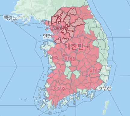 폭염주의보 발효 예정인 대한민국