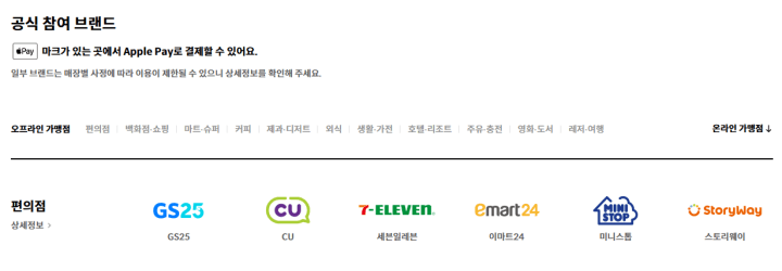 애플페이현대카드사용처-편의점