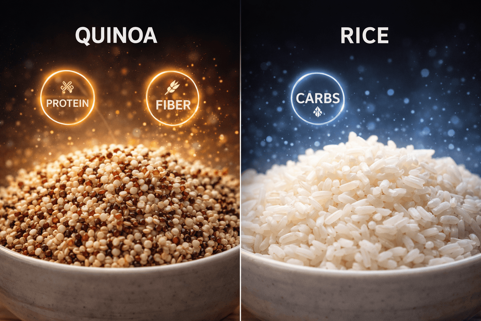 퀴노아와 쌀의 영양 및 칼로리 비교