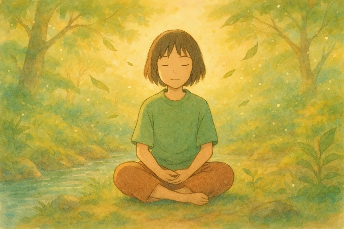만성질환 우울증 회복을 위한 명상 실천 예시, 정서적 안정을 표현한 이미지