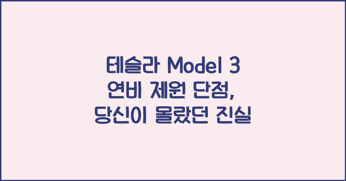 테슬라 Model 3 연비 제원 단점