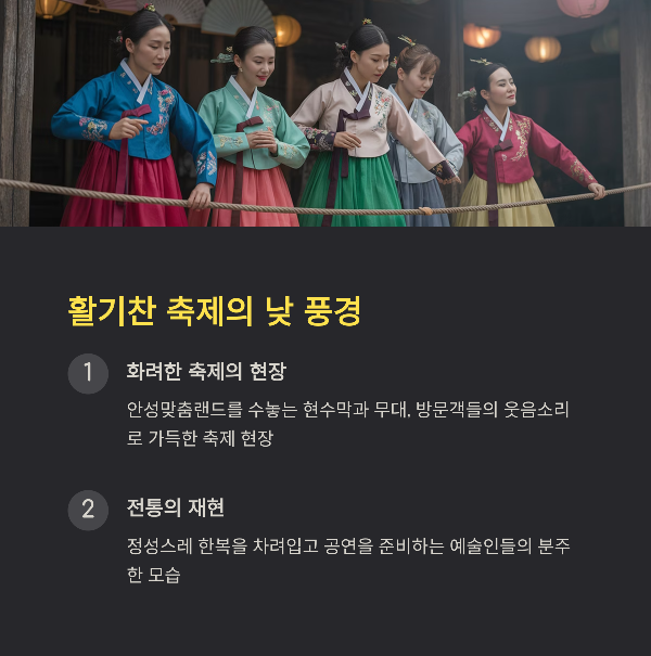 활기찬 축제의 낮 풍경