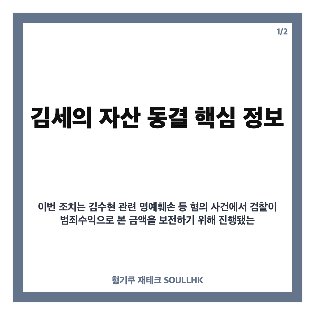 김세의 자산 동결, 1억6940만원 추징보전 결정 배경 정리 카드뉴스 1