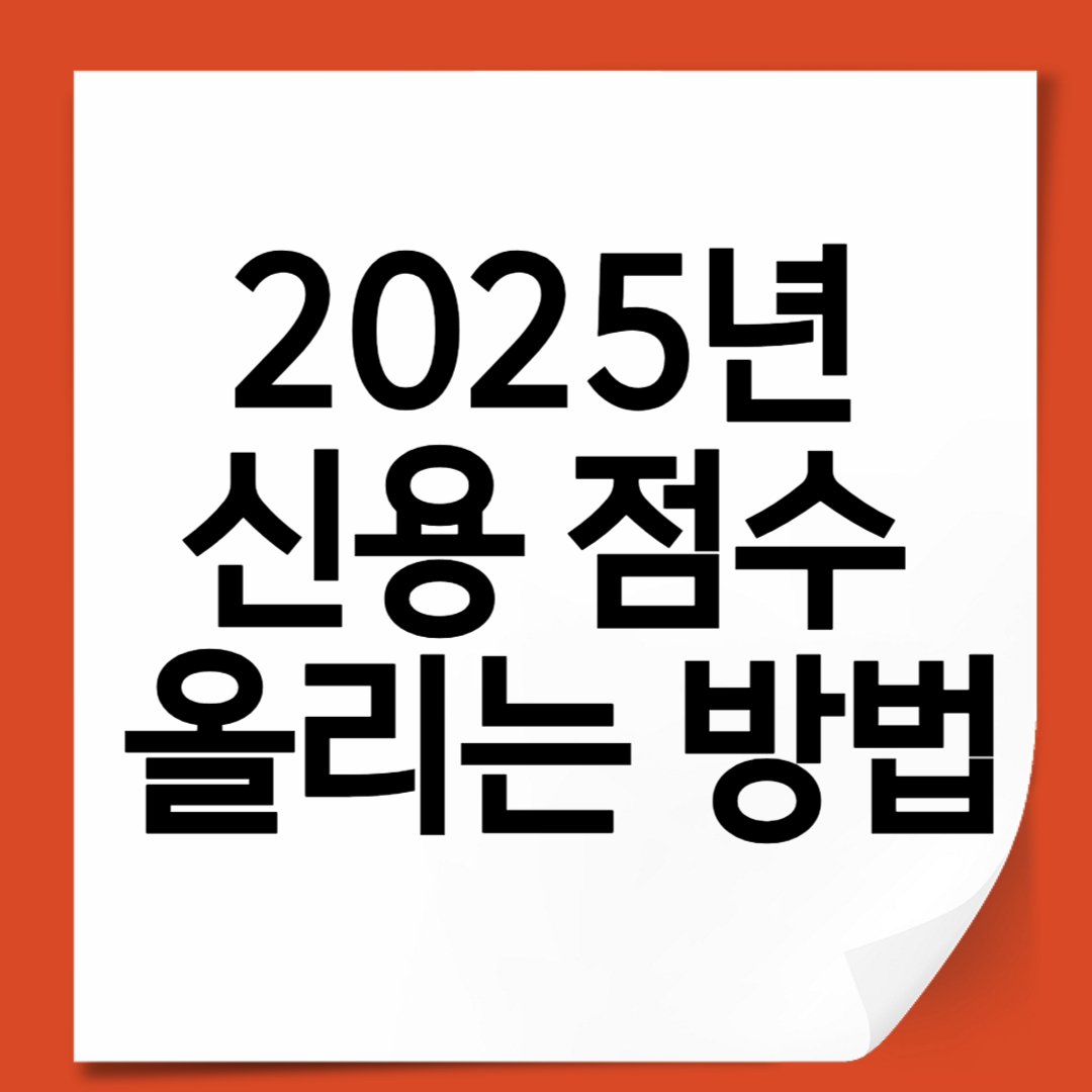 2025년 신용 점수 올리는 방법 – 현실적으로 100점 올리는 법 총정리
