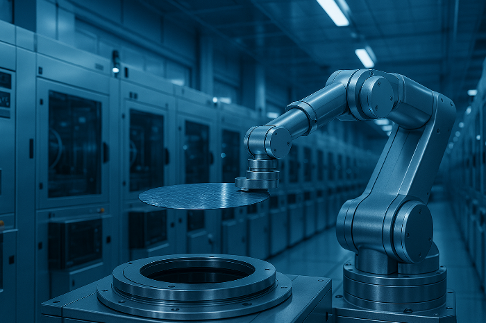 첨단 반도체 생산라인 자동화 장면