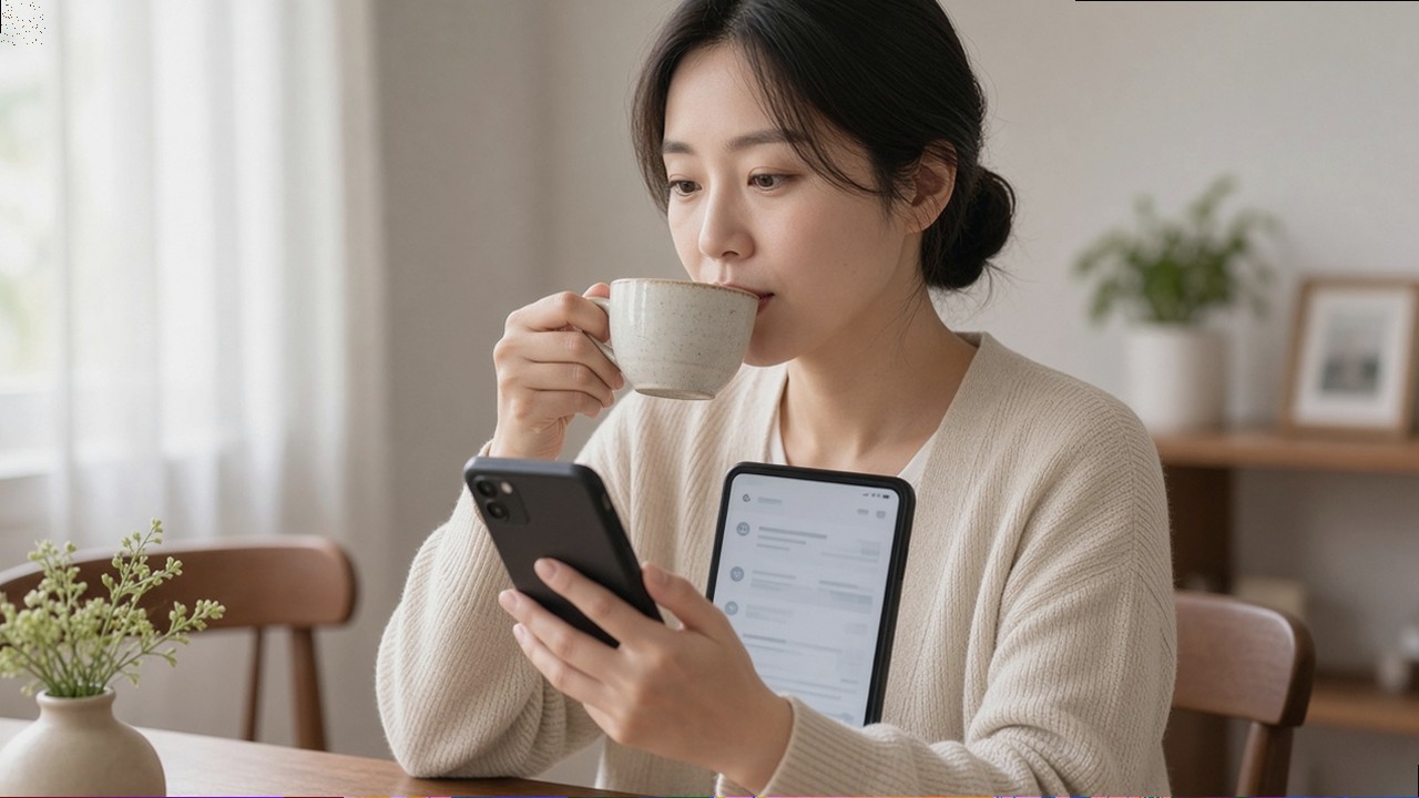아파트 단지 외관을 바라보는 한국 성인