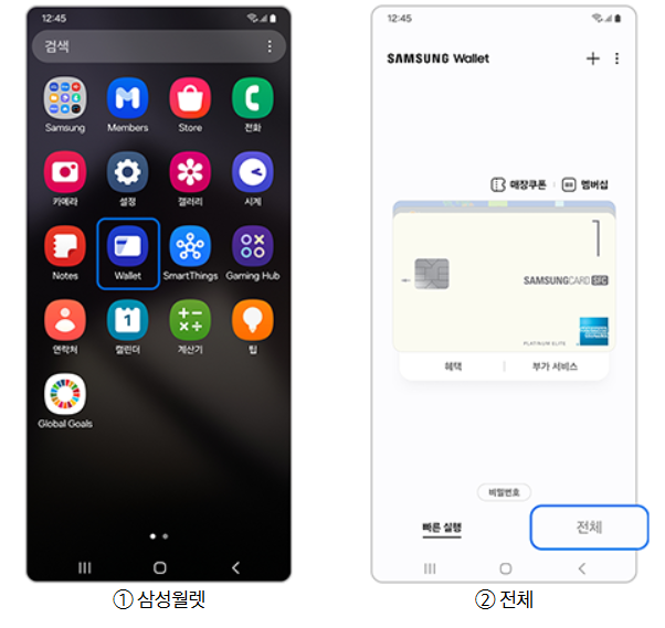 삼성월렛 들어가기
