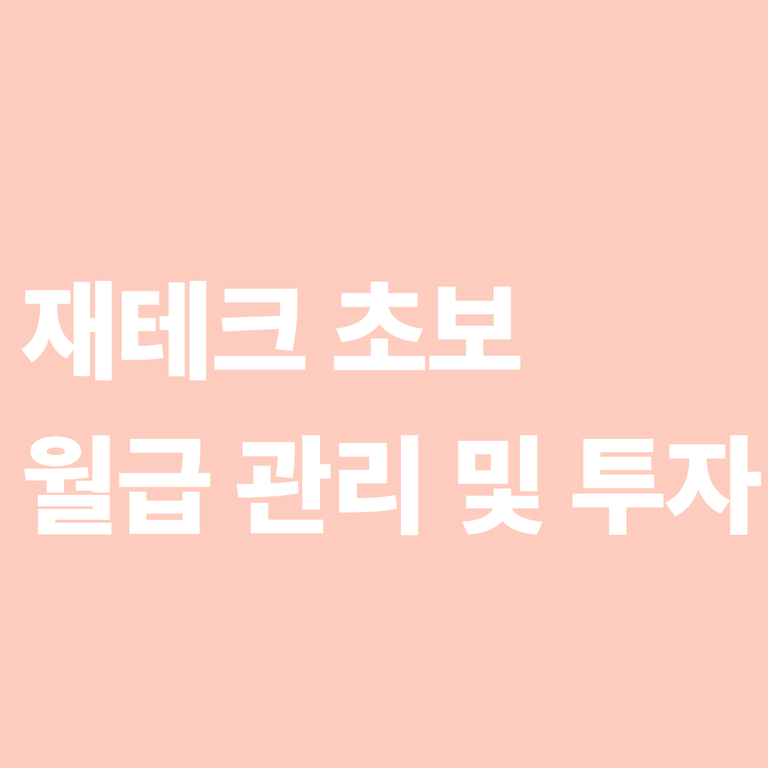 재테크 초보 월급 관리