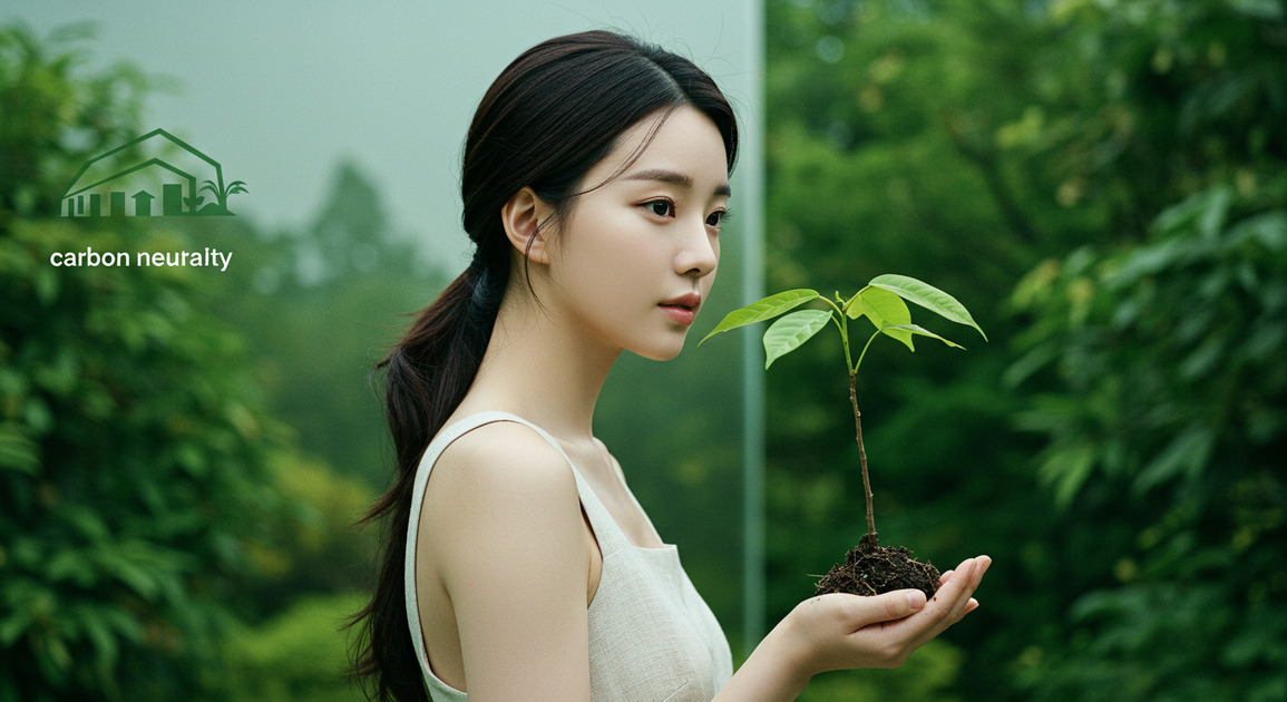 탄소중립 실천하는 여성 이미지