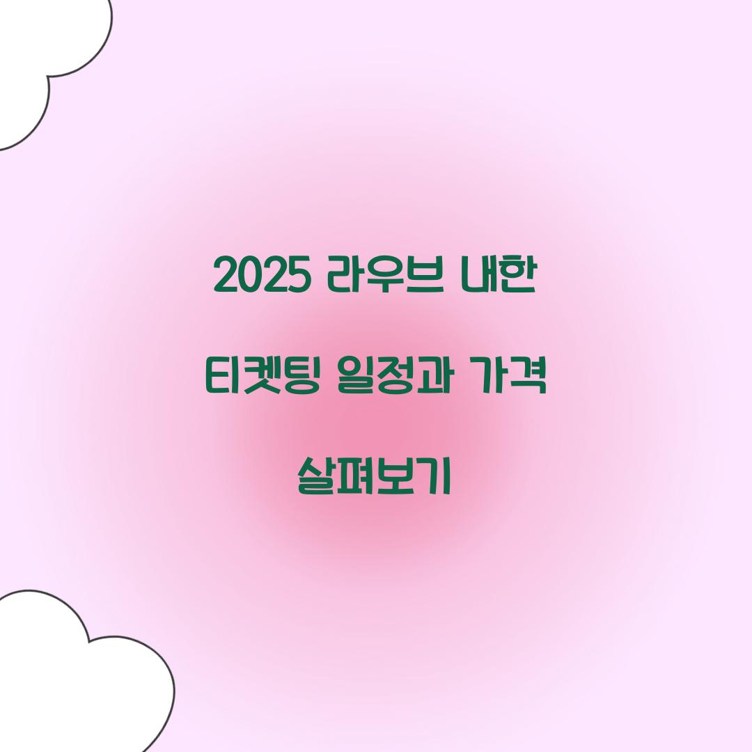 2025 라우브 내한 티켓팅