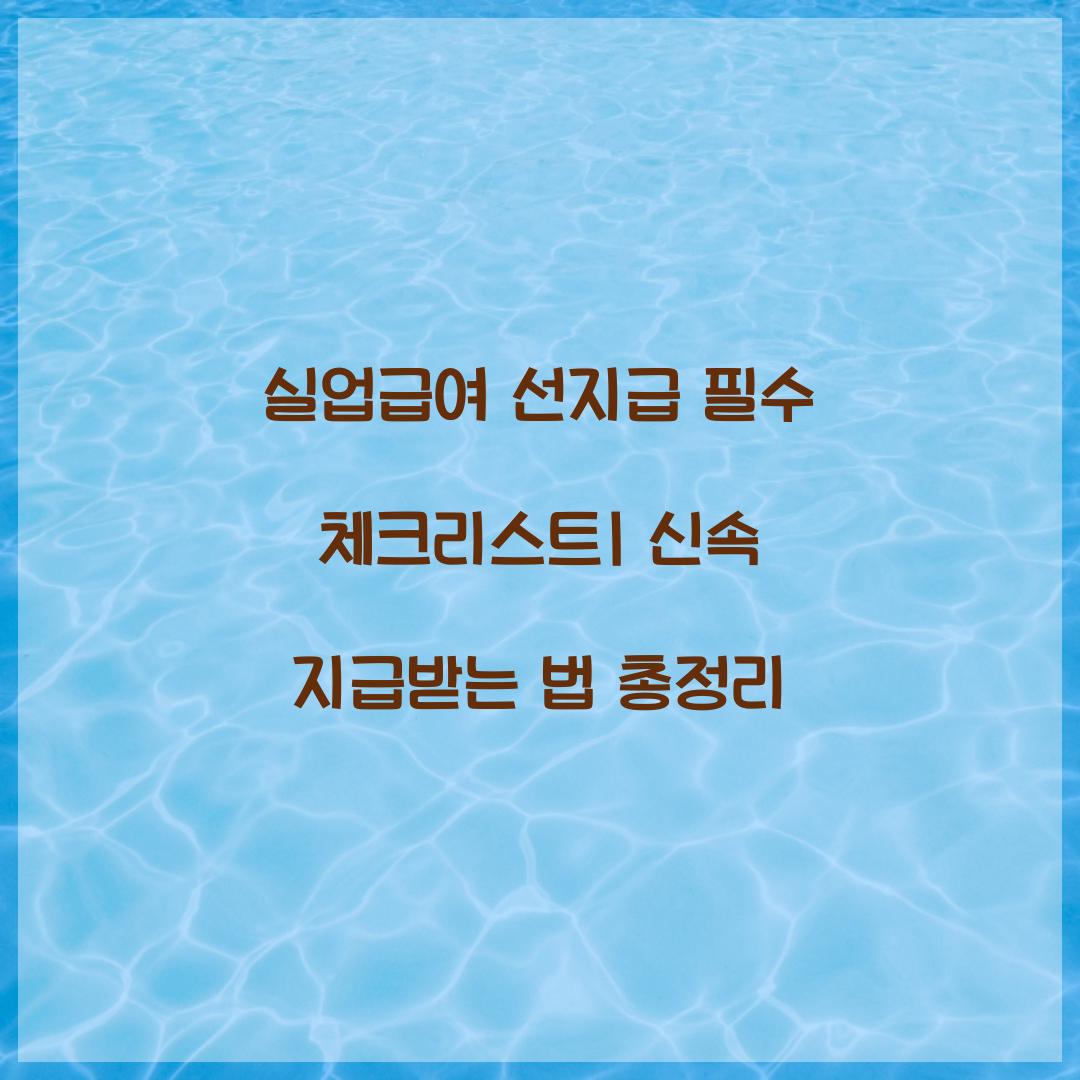 실업급여 선지급