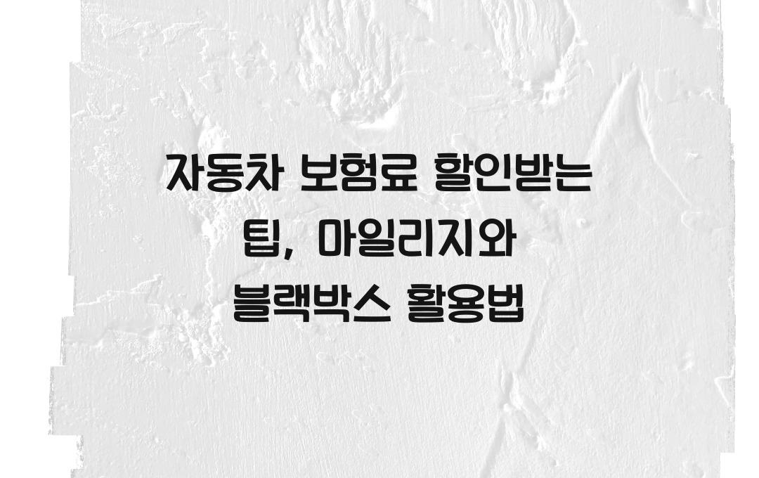 자동차 보험료 할인받는 팁 (마일리지 특약 & 블랙박스 활용법)
