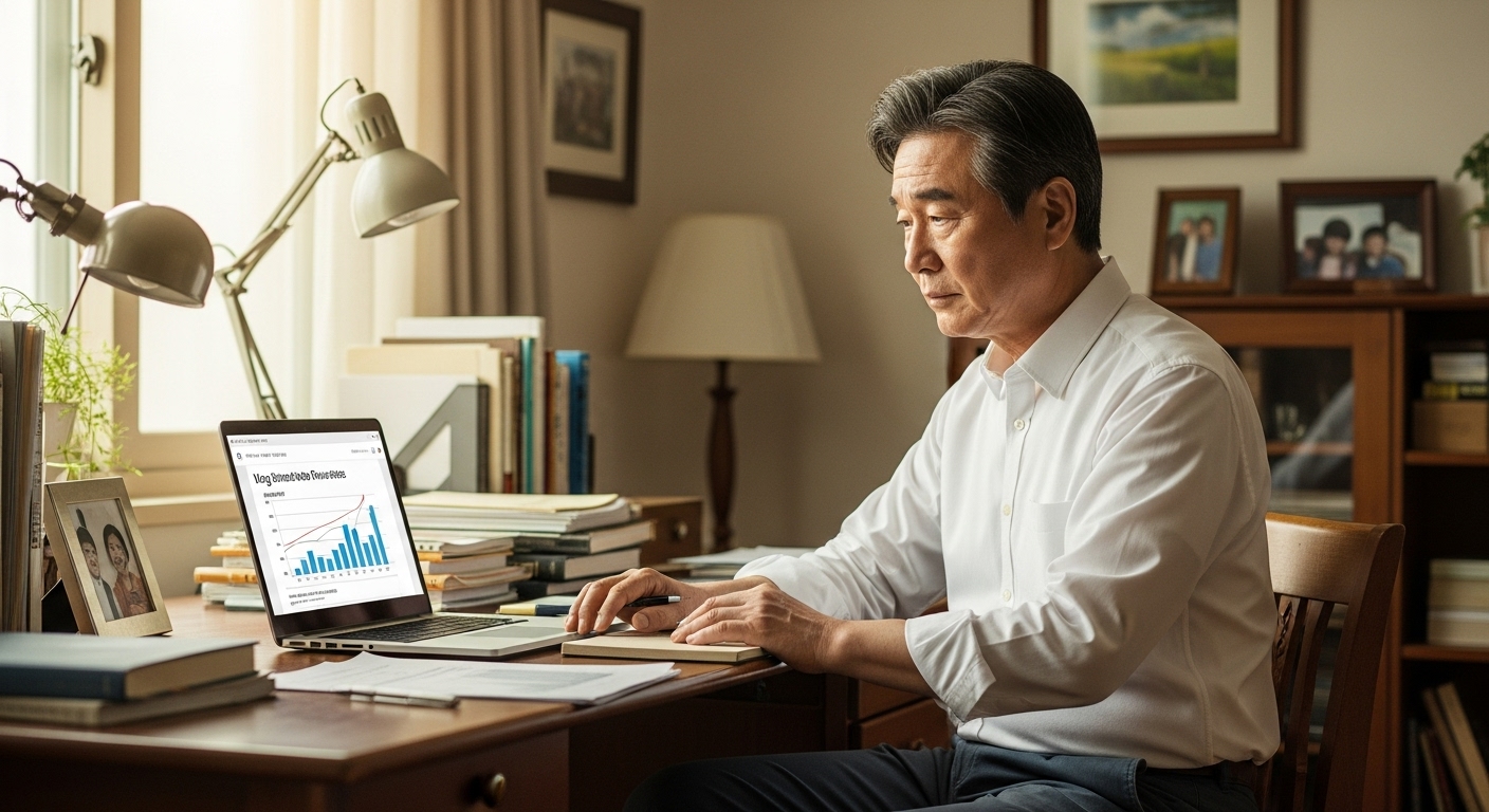 블로그 수익 정체를 확인하는 장면