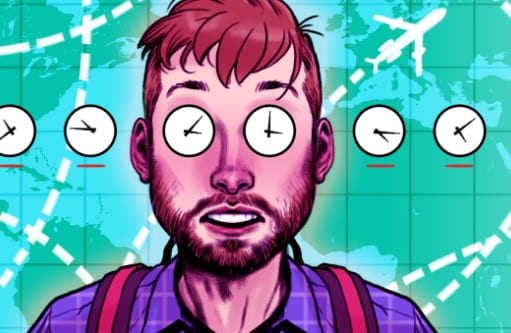 장거리 여행 '시차 적응(Jet lag)' 안경 Is this the key to beating jet lag?