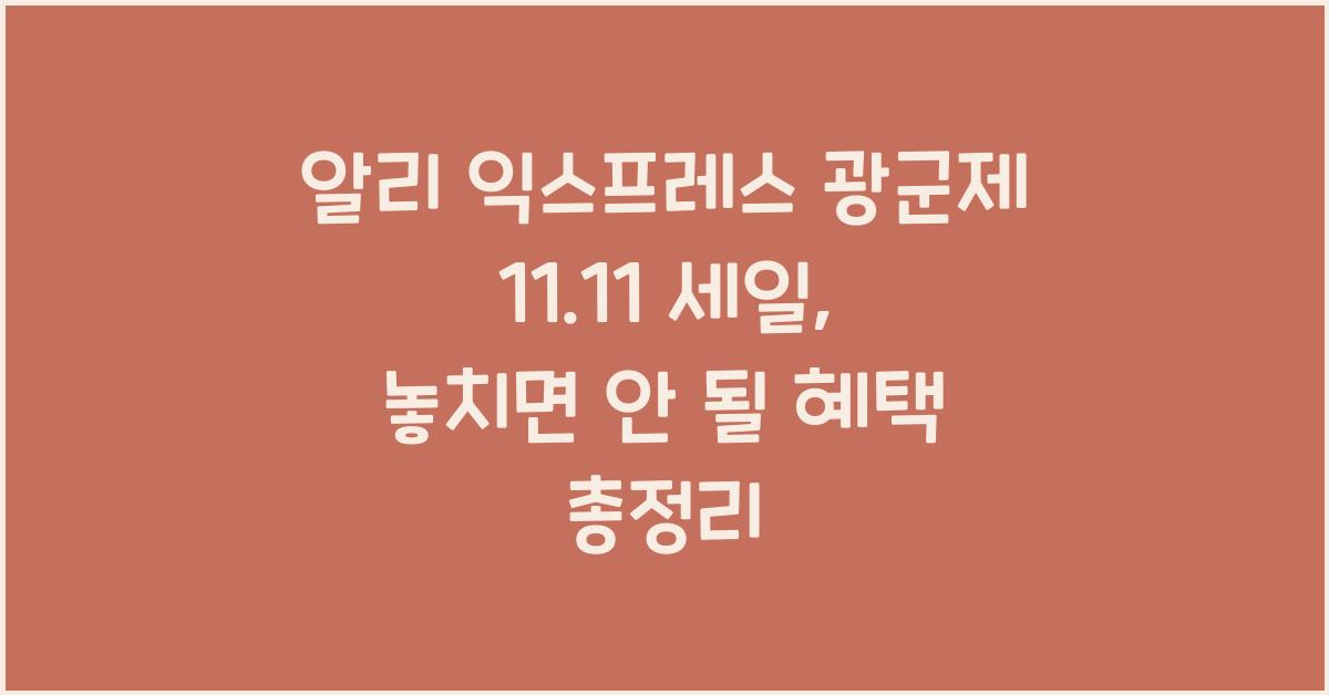 알리 익스프레스 광군제 11.11 세일