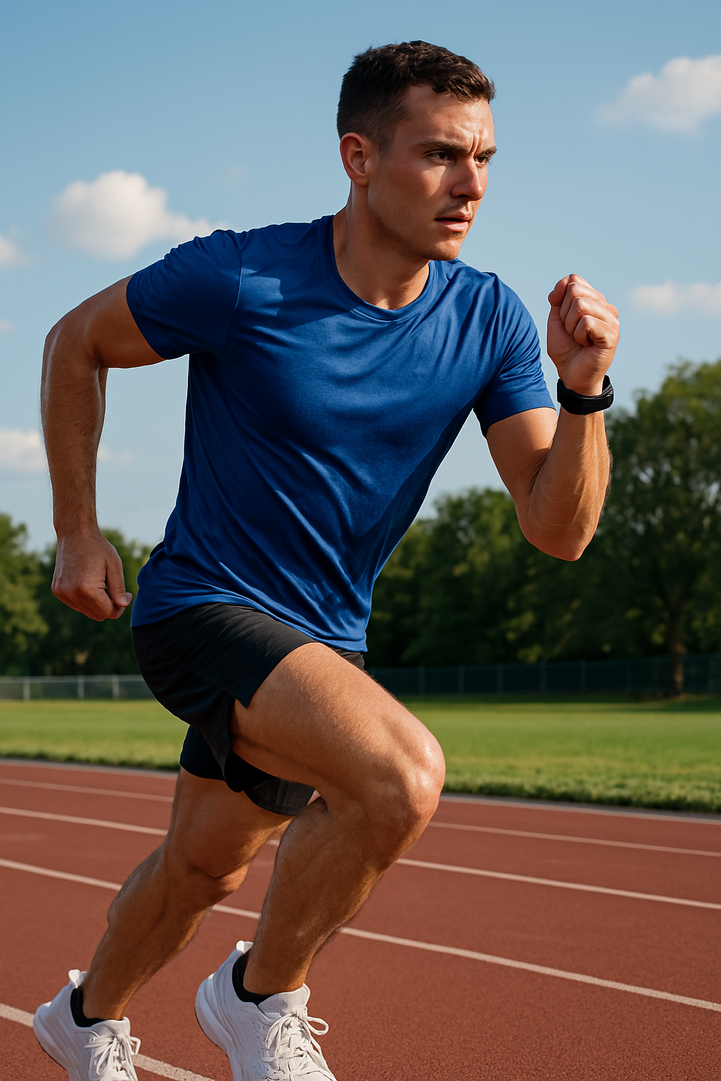 좋은 자세로 팔치기를 하고 있는 러너의 모습