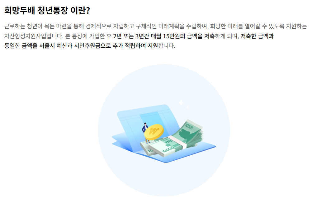 서울시 희망두배청년통장 신청 바로가기 조건 금액
