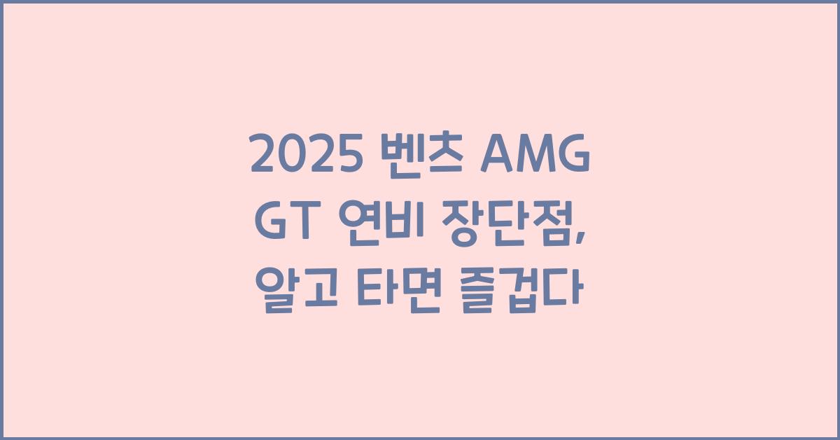 2025 벤츠 AMG GT 연비 장단점
