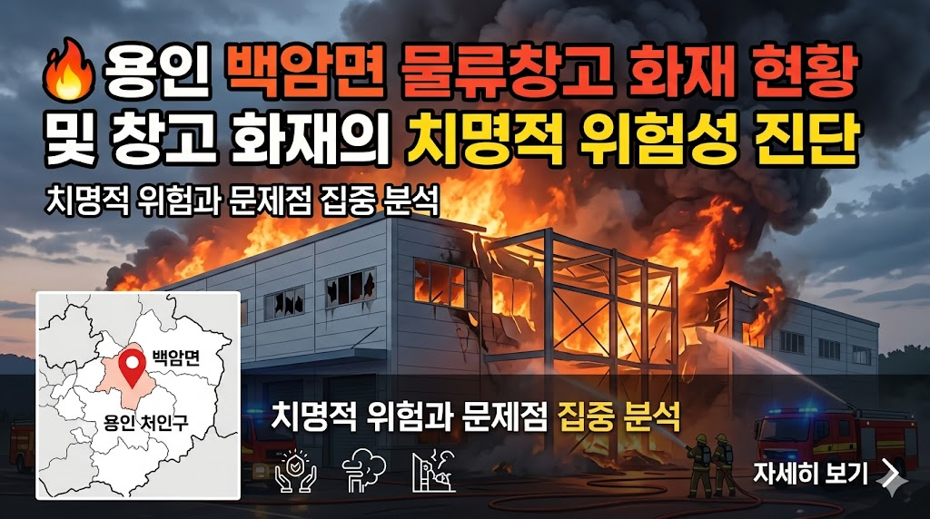 용인 처인구 백암면 물류창고 화재 현황 및 창고 화재의 치명적 위험성 진단