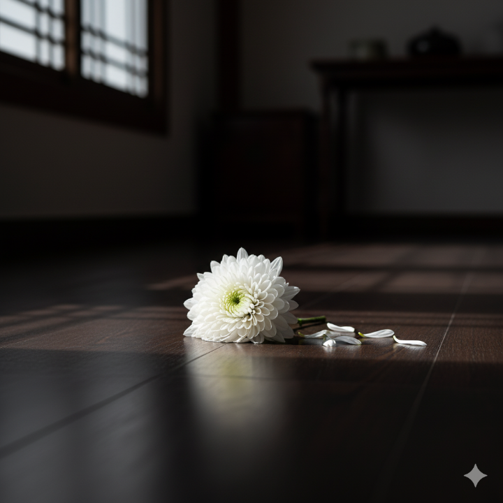 고인을 추모하는 의미의 흰 국화꽃 이미지