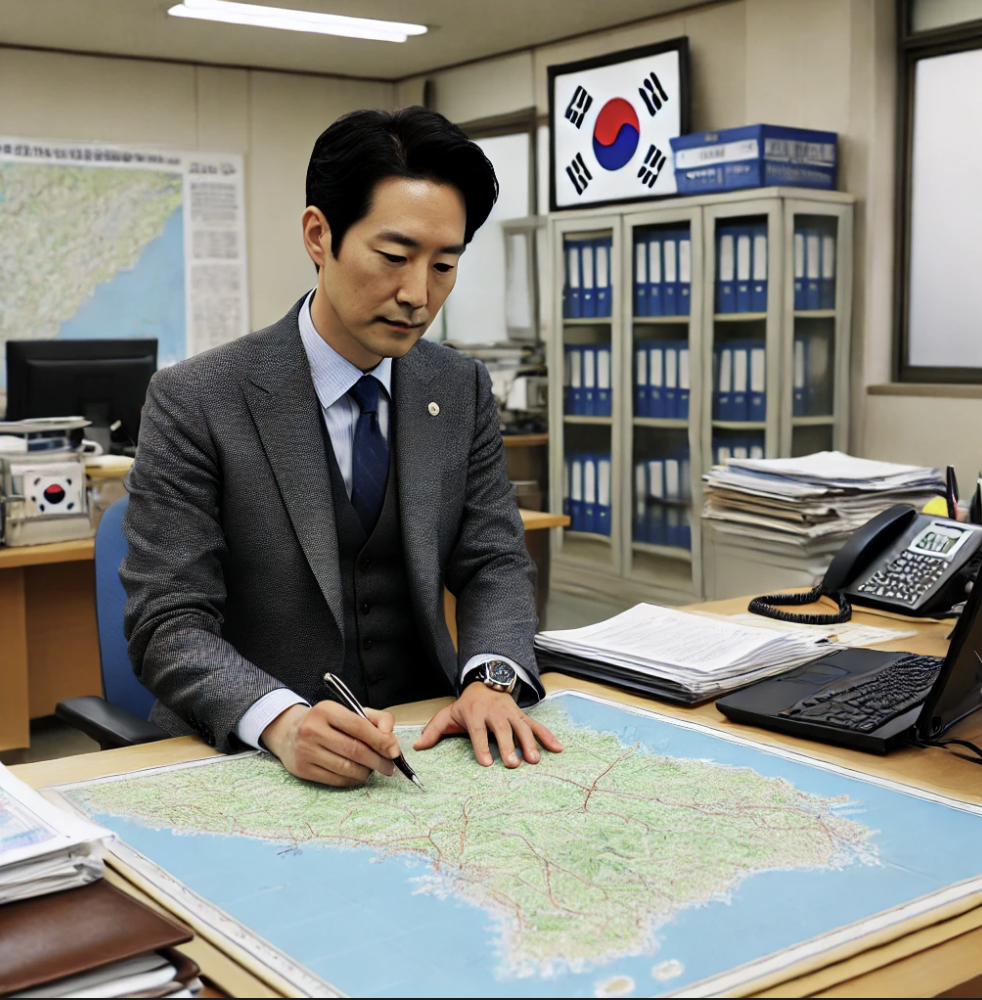 공무원이 정부 프로젝트의 이전 지원금을 관리하는 모습