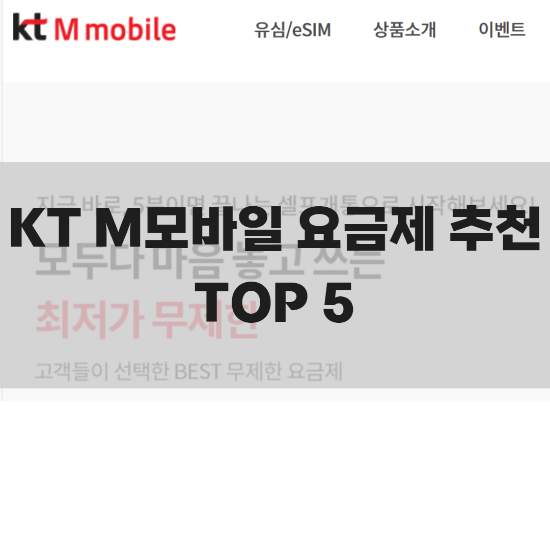 2025년 kt M모바일 요금제 추천 TOP 5 &ndash; 셀프개통 후 뭐 써야 할까?