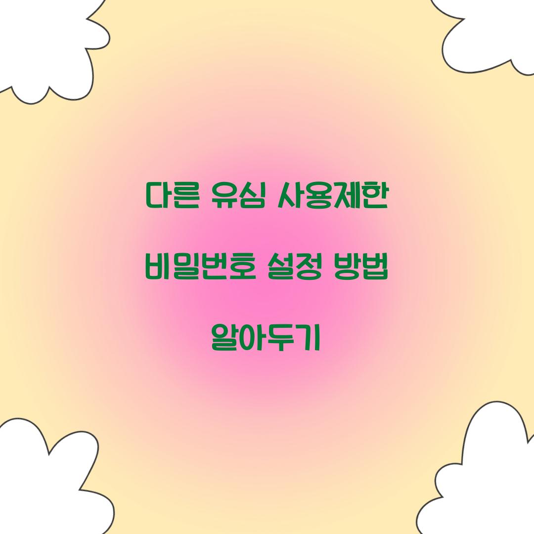 다른 유심 사용제한 비밀번호