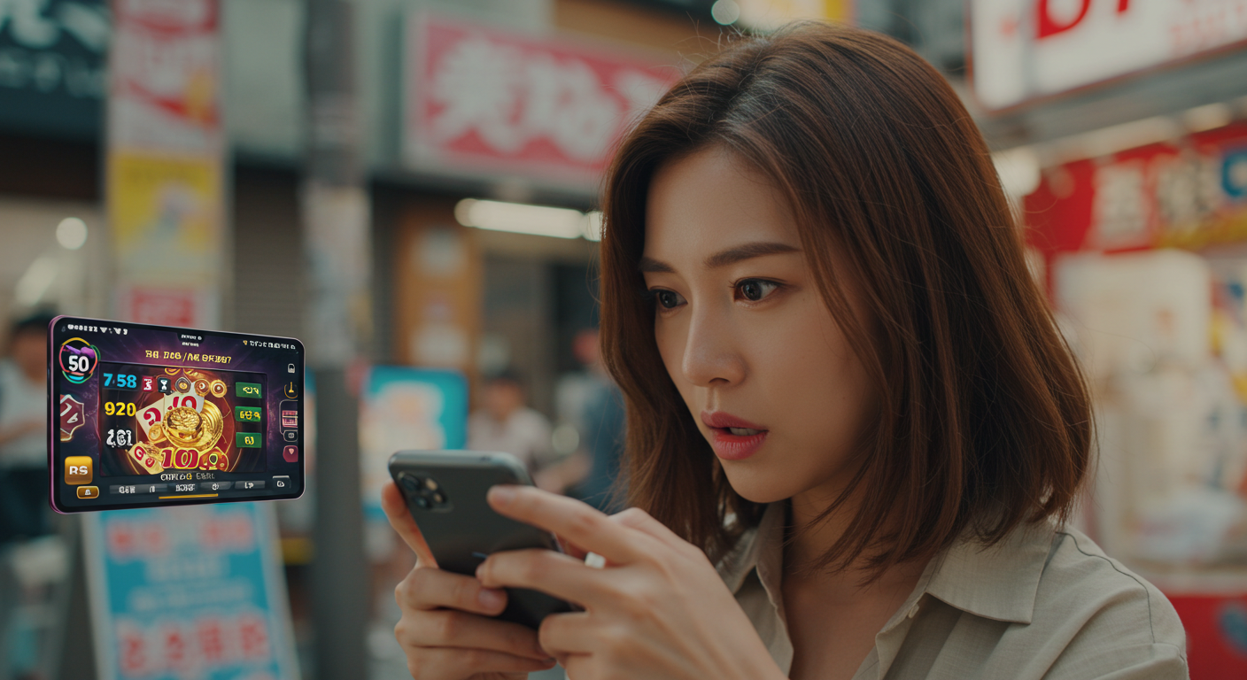 휴대폰 도박하는 여성