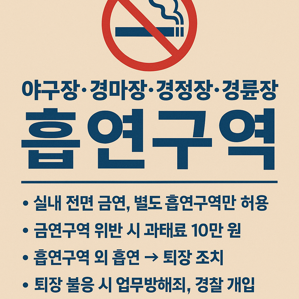 야구장·경마장·경정장·경륜장 흡연구역 총정리: 금연규정, 과태료, 퇴장 사례와 법적 책임