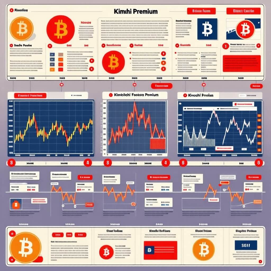김치프리미엄의 역사: 과거와 현재의 김치프리미엄 변화를 보여주는 타임라인.
