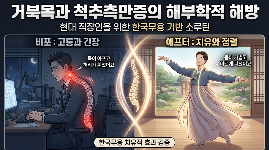거북목과 척추측만증의 해부학적 해방: 현대 직장인을 위한 한국무용 기반 소루틴(So-routine)의 치유적 효과성 검증