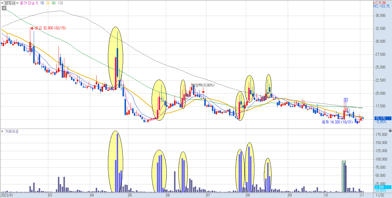 양지사 일봉 차트 2)