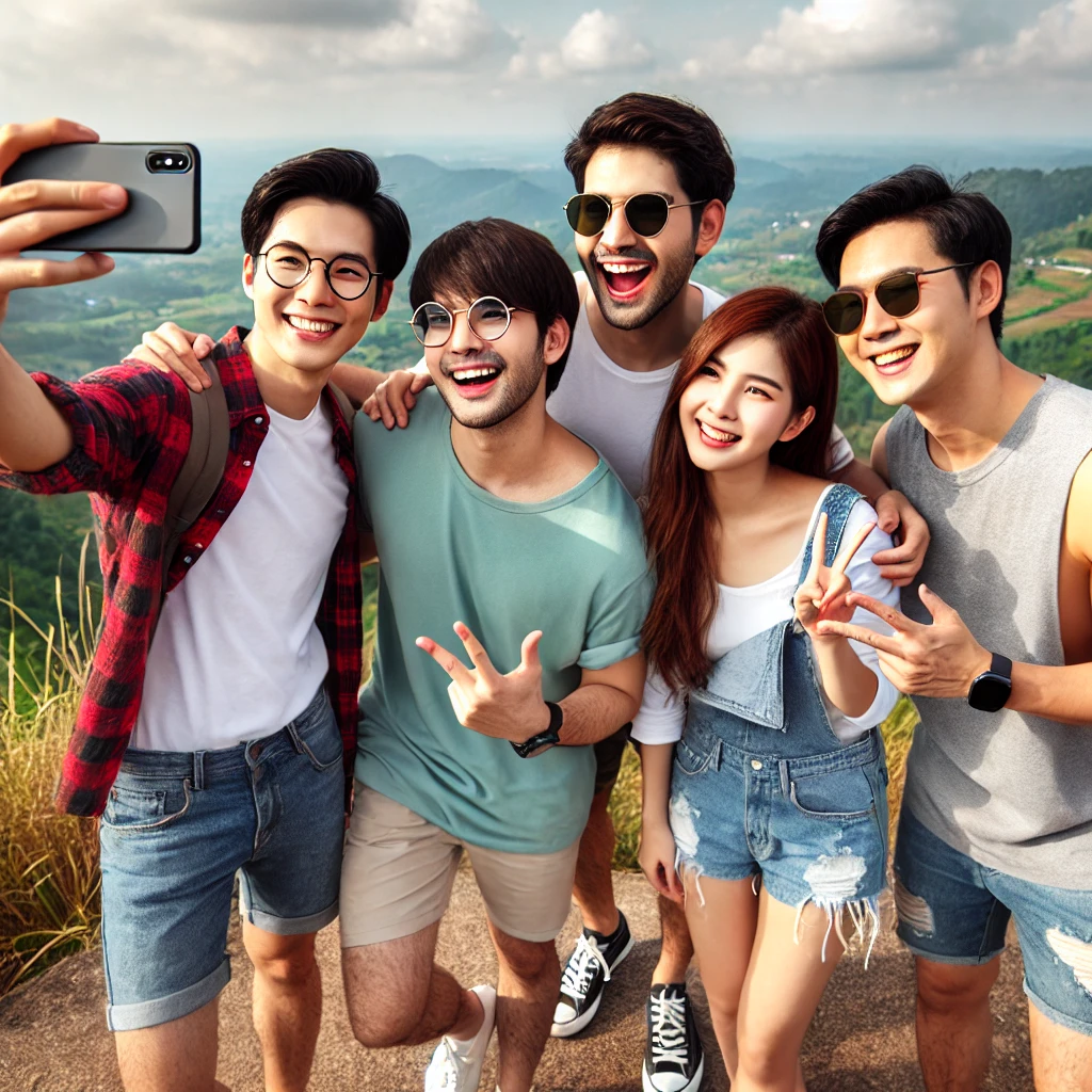 친구들 당일치기 여행 셀카