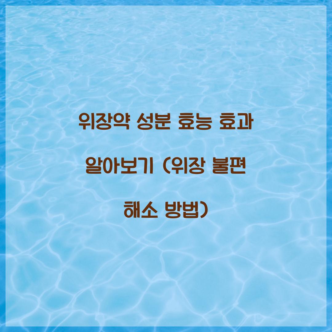 위장약 성분 효능 효과