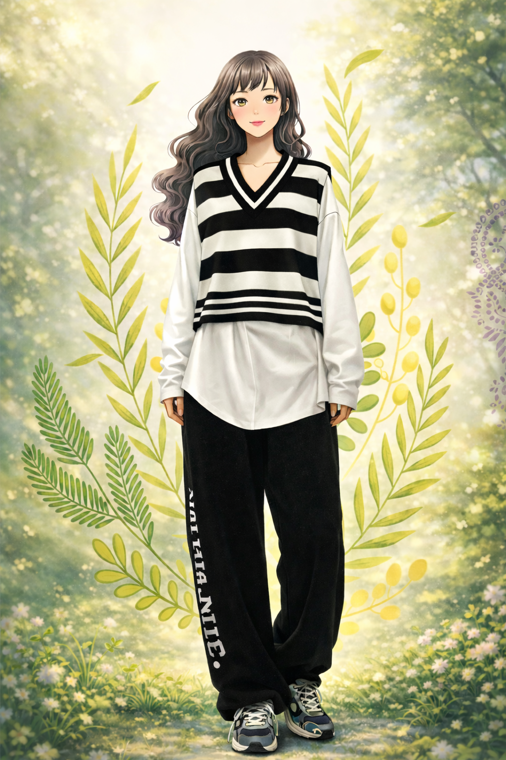 K-Fashion Vest With Black Jogger Pants And Modern Casual Style