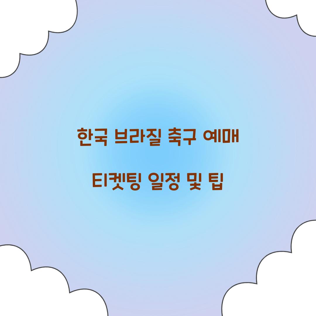 한국 브라질 축구 예매 티켓팅